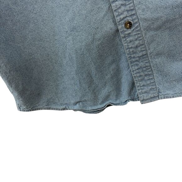 Carhartt Large Denim Button Up Long Sleeve Shirt Cotton Blue Mens - Picture 10 of 16